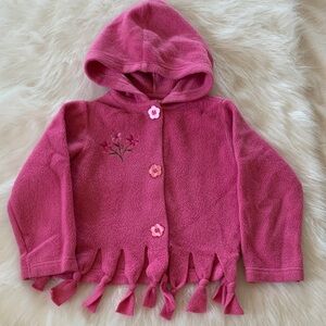 Blueberi Boulevard Pink Hooded Sweater with Floral Embroidery